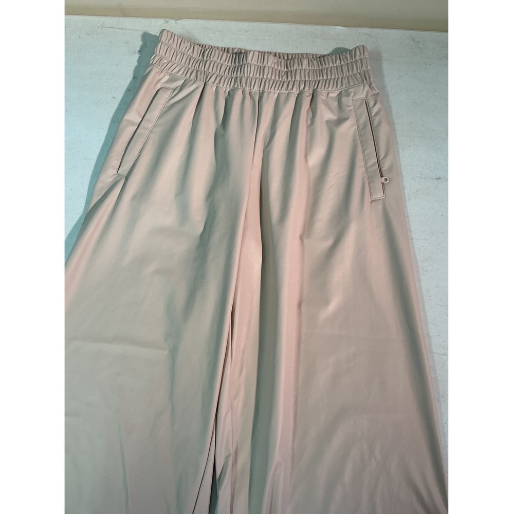 Offline by Aerie Real Luxe Faux Leather Wide Leg Pants Tan XS Zip Pockets